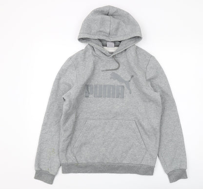 Additional front view of Puma Men's Grey Pullover Hoodie S with Logo Accents