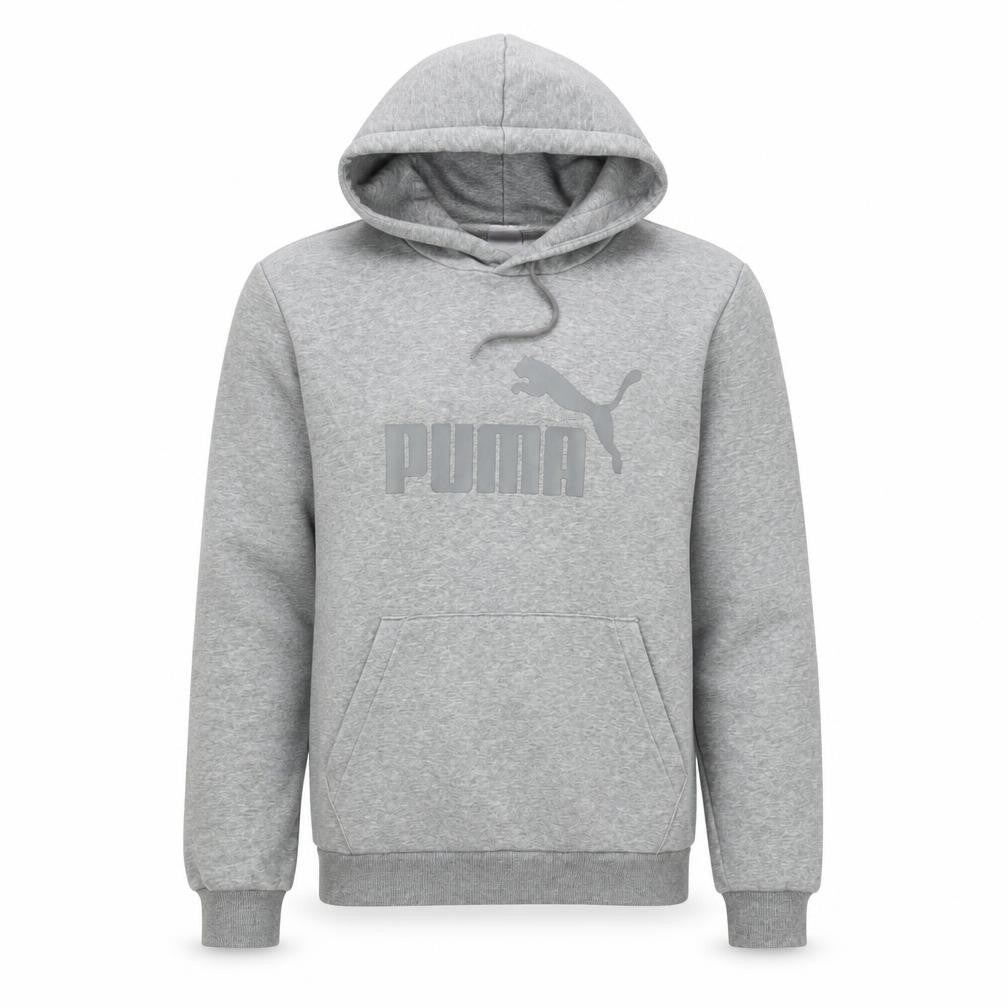 Puma Men's Grey Pullover Hoodie S with Logo Accents