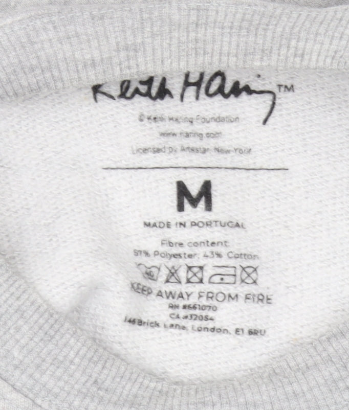 Keith Haring Unisex Grey Graphic Sweatshirt, M