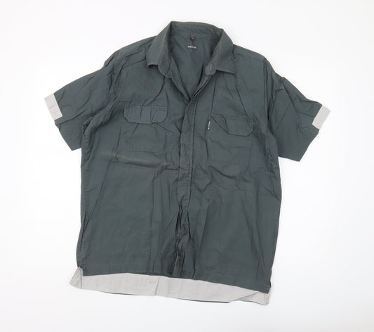 Reute Men's Large Green Short Sleeve Button-Up Shirt