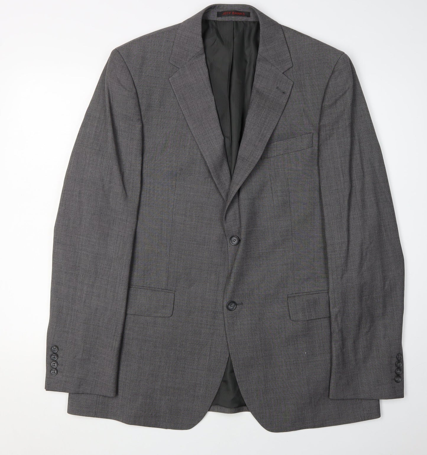Jeff Banks Men's Grey Single-Breasted Wool Blazer 42L