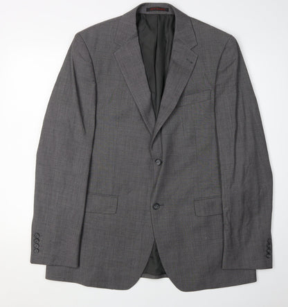 Jeff Banks Men's Grey Single-Breasted Wool Blazer 42L