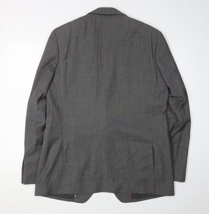 Jeff Banks Men's Grey Single-Breasted Wool Blazer 42L