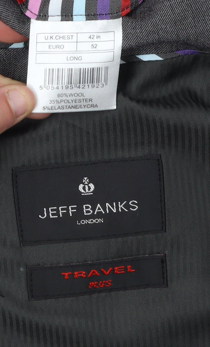 Jeff Banks Men's Grey Single-Breasted Wool Blazer 42L