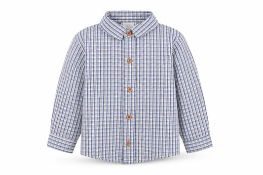 Front view of Jasper Conran boys’ blue button-up shirt 12-18 months