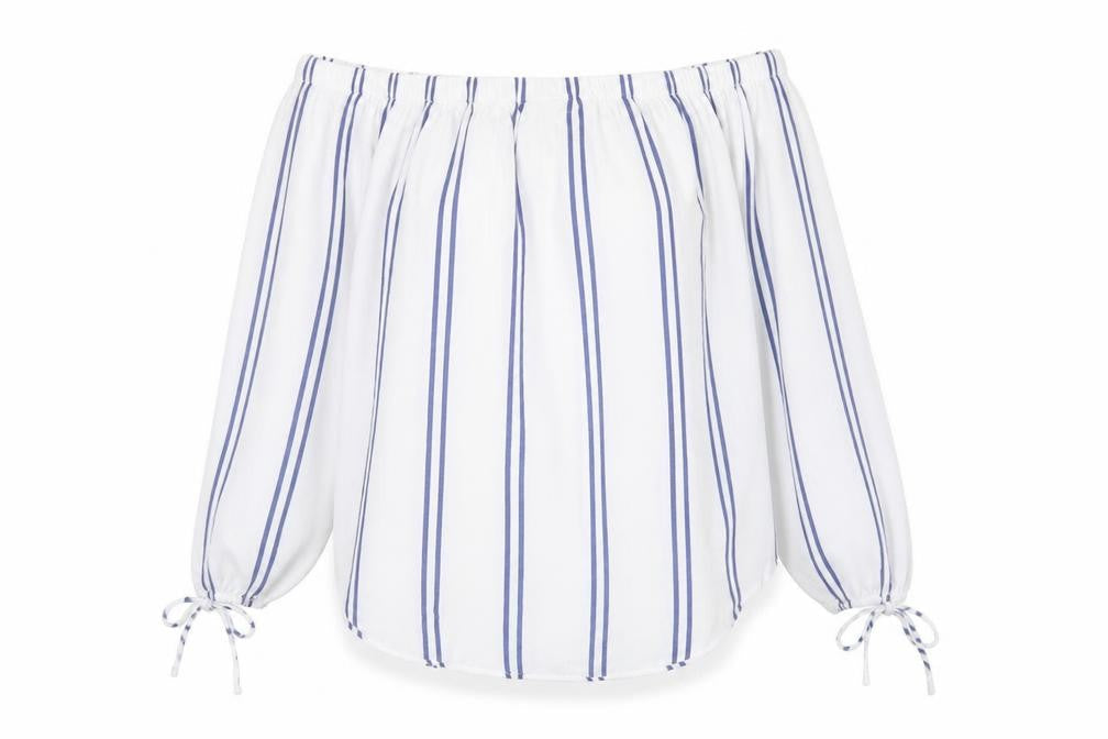 Abercrombie & Fitch Women's White Striped Tunic Blouse, S