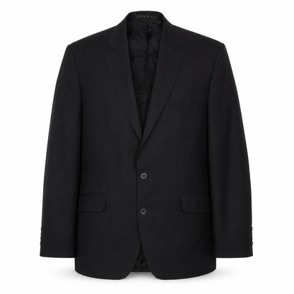 Front view of Jaeger Men's Black 44 Long Wool Blazer
