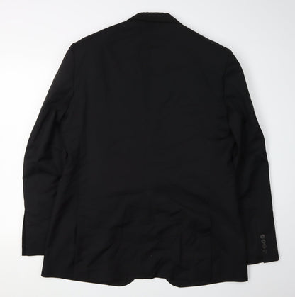 Back view of Jaeger Men's Black 44 Long Wool Blazer