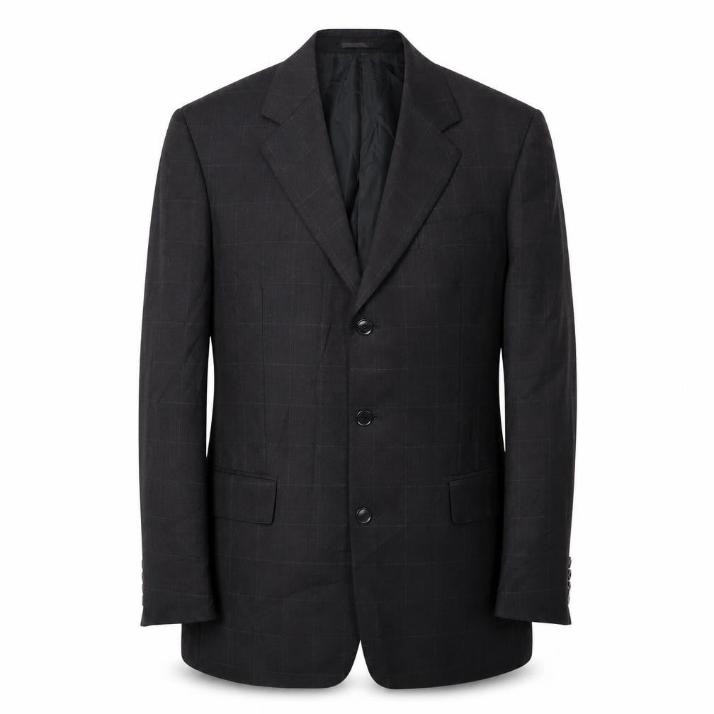 Moss Men's Black Plaid Suit Jacket 40R Regular Fit