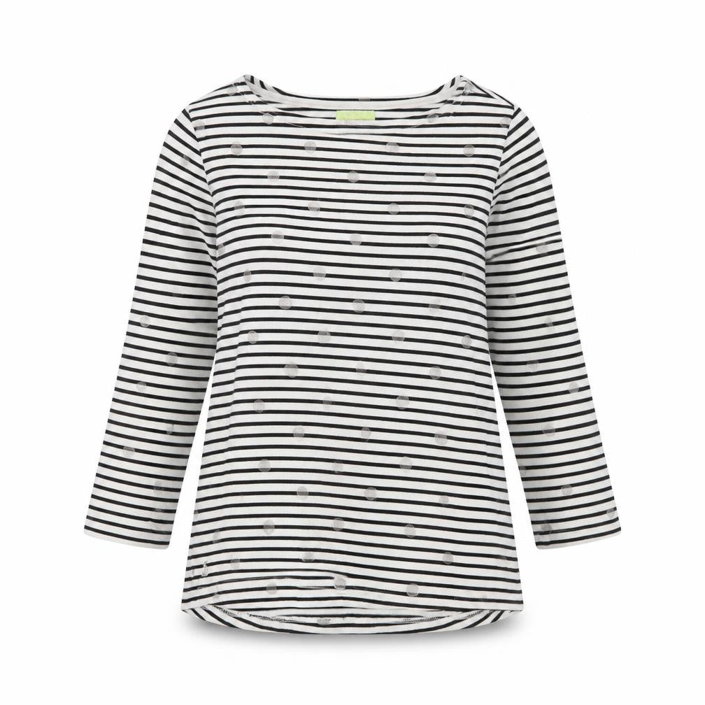 Joules Women's Black Striped 3/4 Sleeve T-Shirt UK 2XS