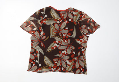 Jacques Vert Women's Brown Floral Tunic Blouse Size 12