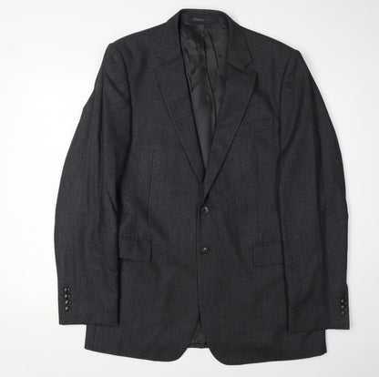 Additional front view of Jaeger Men's Black Wool Blazer 42L Regular Fit