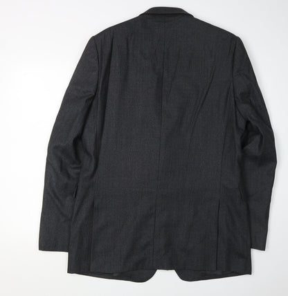 Back view of Jaeger Men's Black Wool Blazer 42L Regular Fit