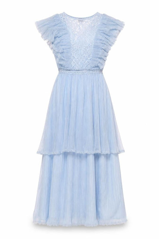 Lace & Beads Women's Blue Fit & Flare Party Dress S
