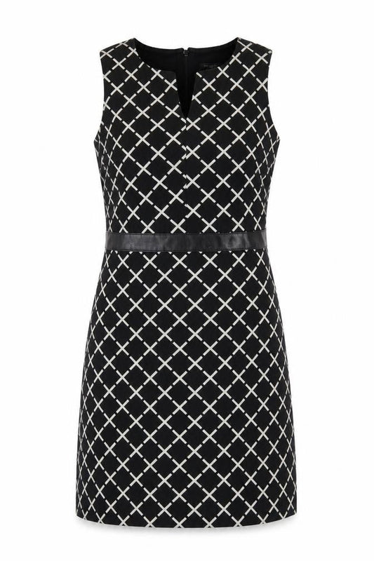 Ann Taylor Petite Women’s Black Geometric Sheath Dress Size 8