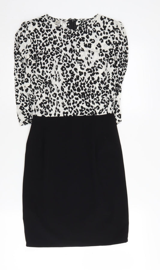 Mango Women's Black Animal Print XS Sheath Dress