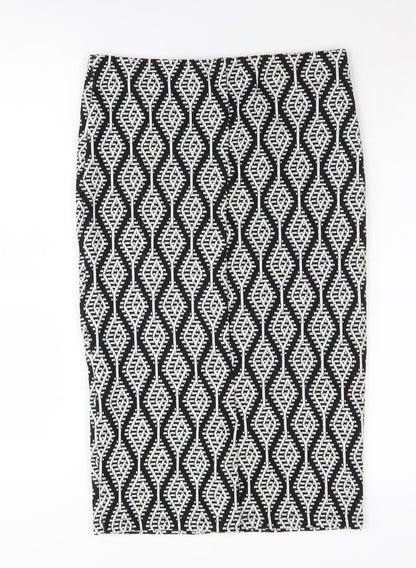 Zara Women's Black Geometric Pencil Skirt, M