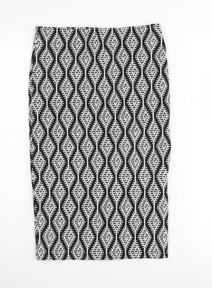 Zara Women's Black Geometric Pencil Skirt, M