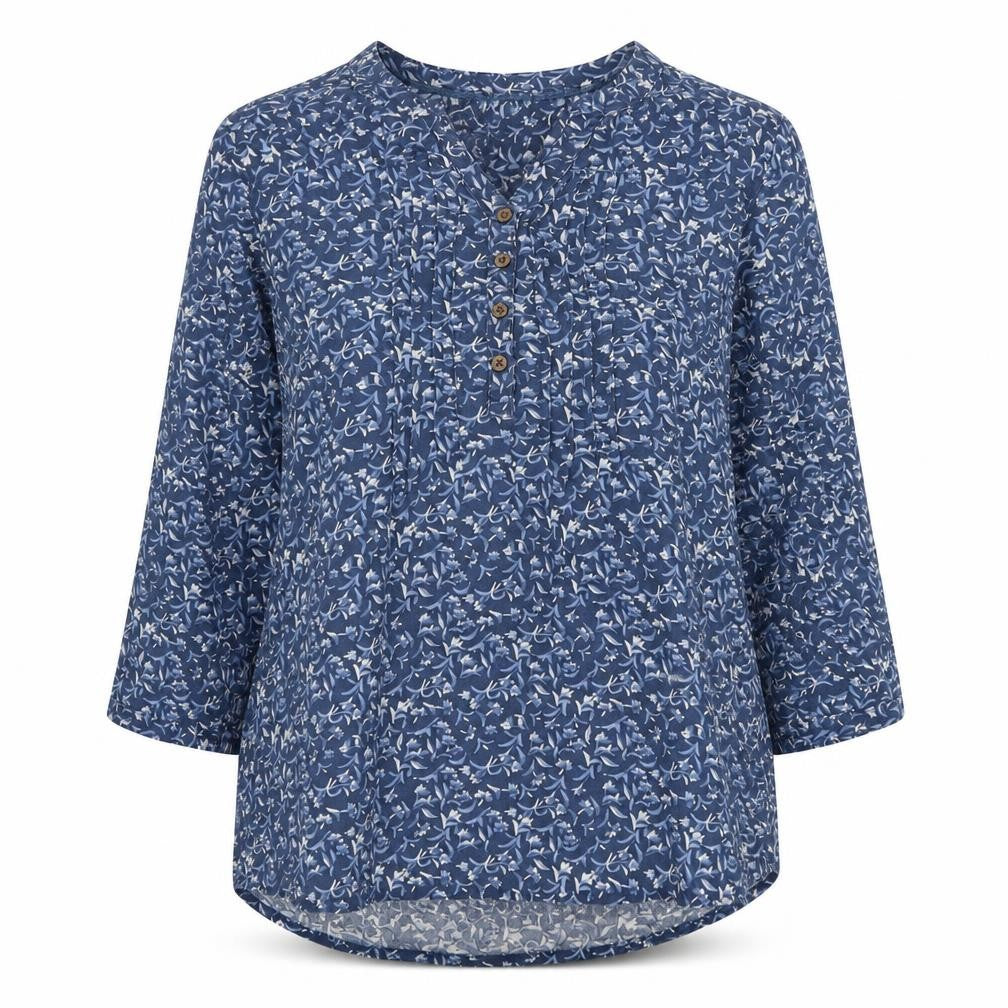 Desigual Women's Blue Floral Bohemian Blouse Size 12