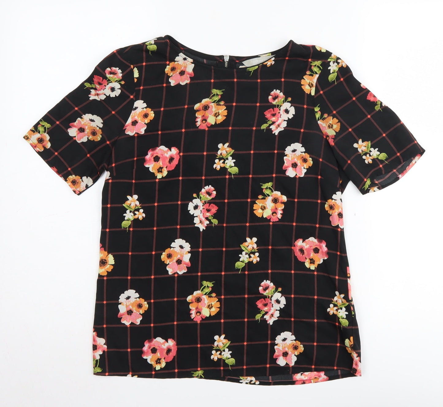 Red Herring Women's Black Floral Blouse, Size 10