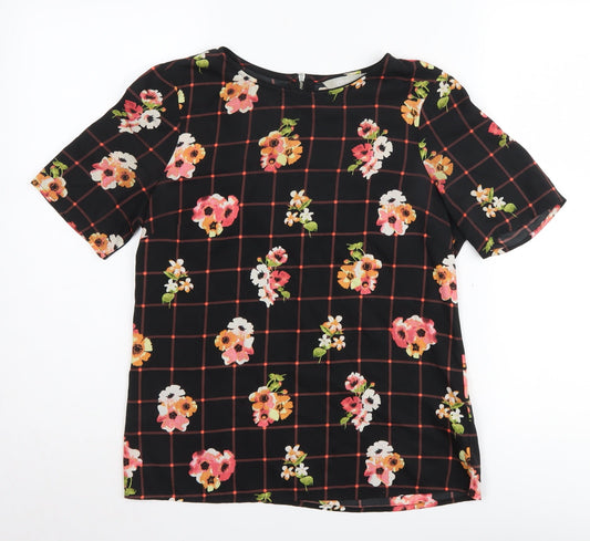 Red Herring Women's Black Floral Blouse, Size 10