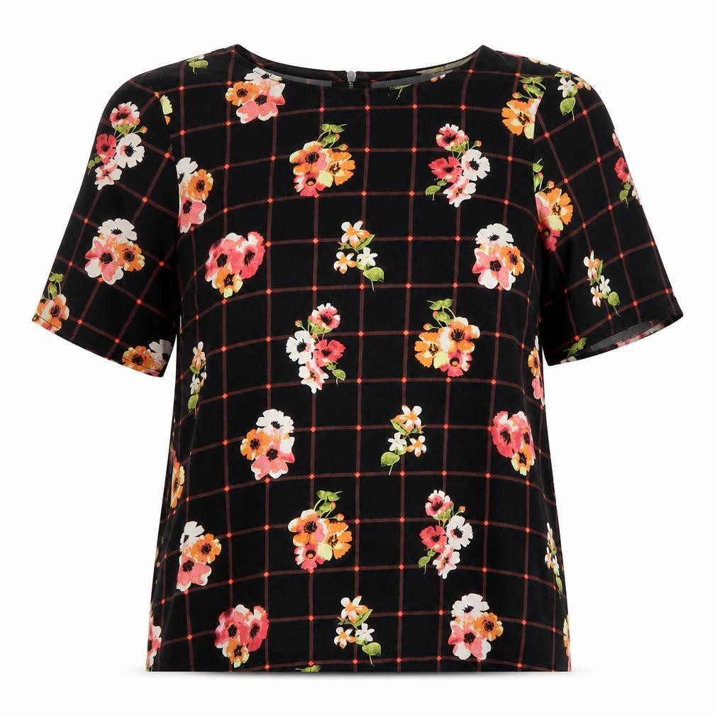 Red Herring Women's Black Floral Blouse, Size 10