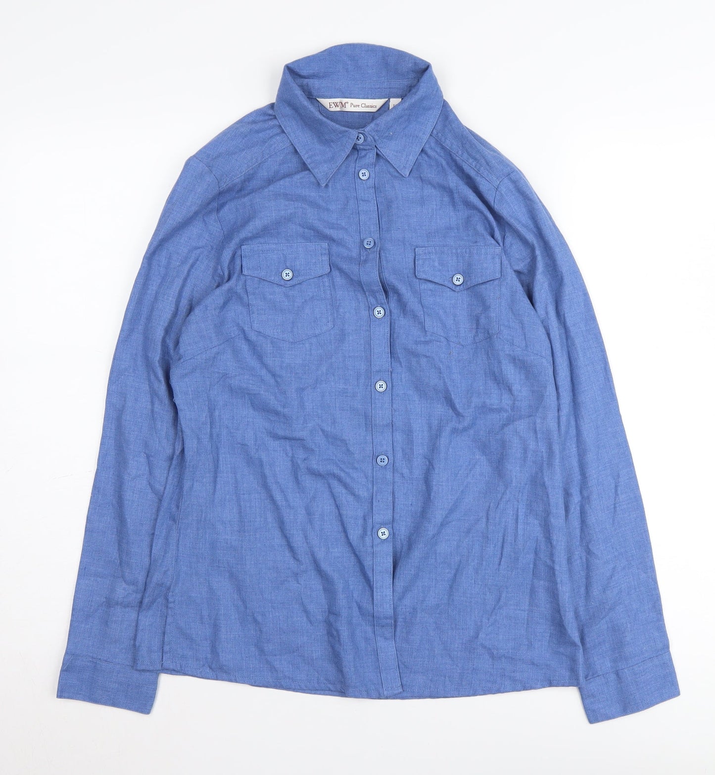 EWM Pure Classics Women's Blue Button-Up Shirt, Size 10