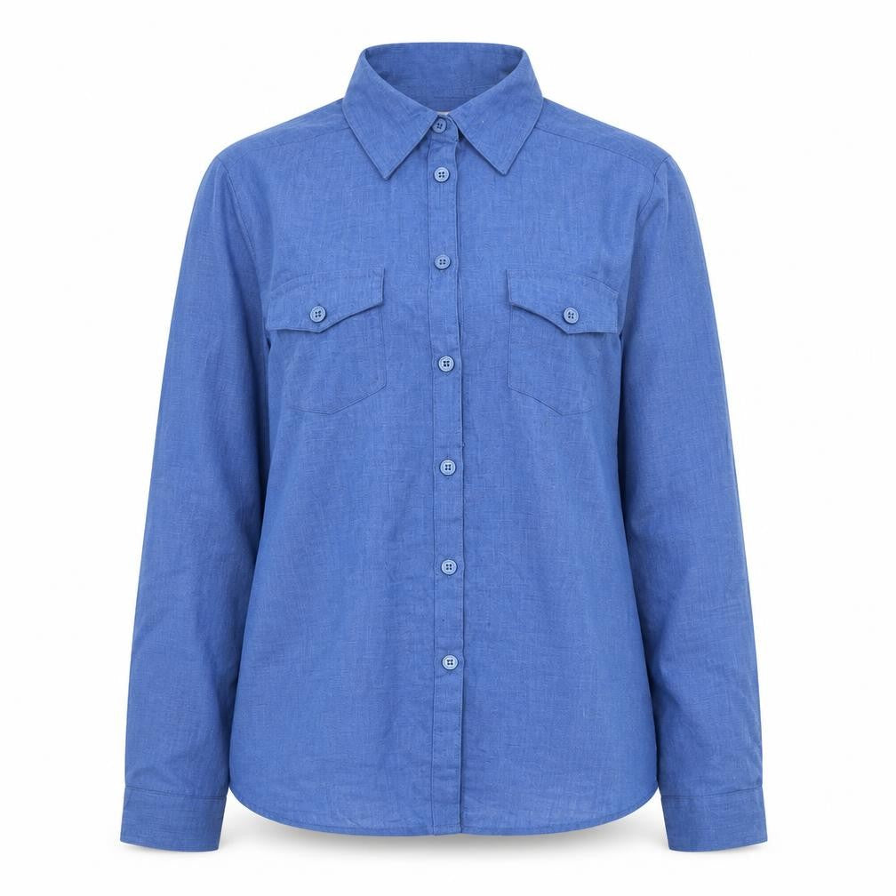 EWM Pure Classics Women's Blue Button-Up Shirt, Size 10