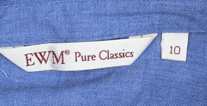 EWM Pure Classics Women's Blue Button-Up Shirt, Size 10