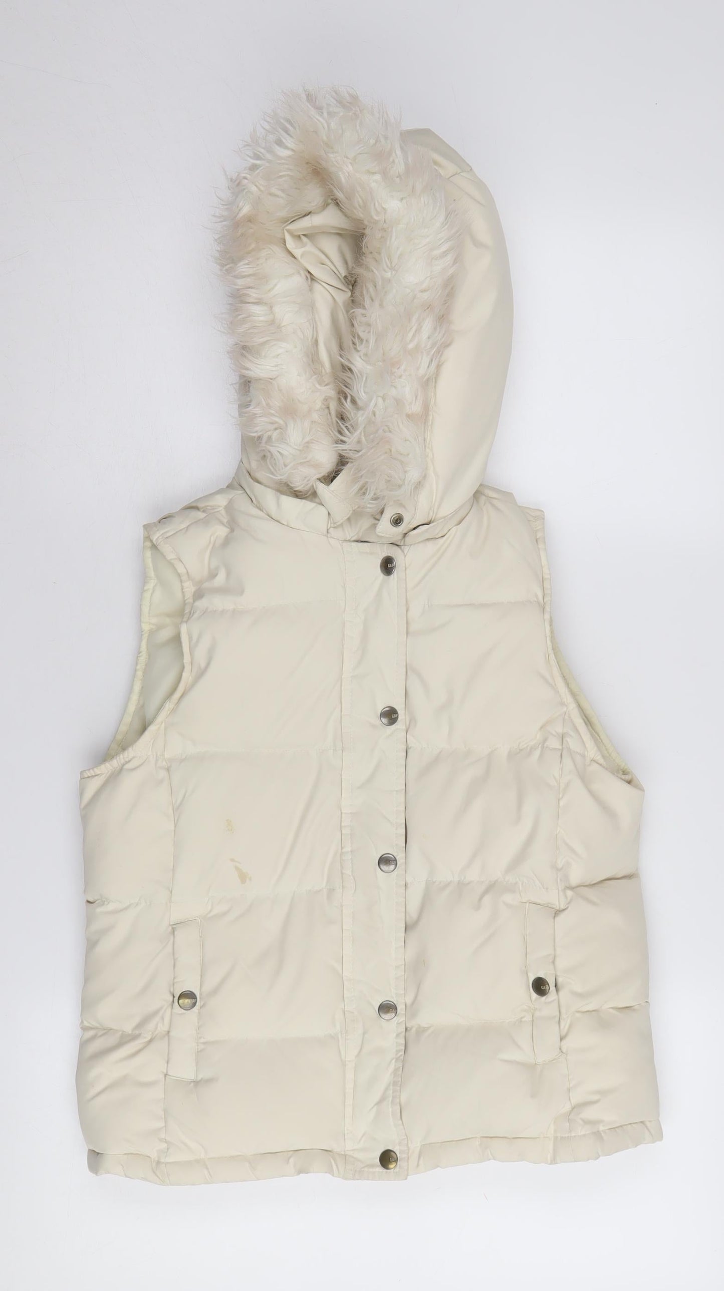 GAP Women's Ivory XS Puffer Waistcoat Hoodie Winter