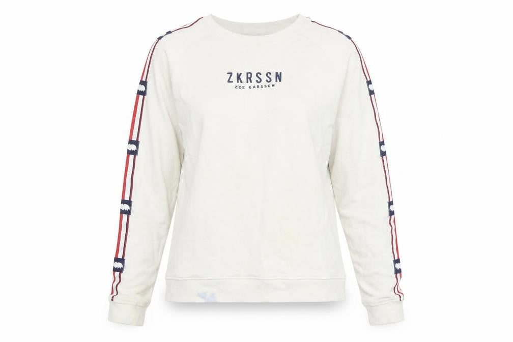 Zoe Karssen Women's Beige Logo XS Sweatshirt Pullover