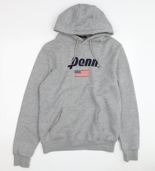 Preloved Penn Men's Grey Hoodie S Pullover Logo USA Print - Front