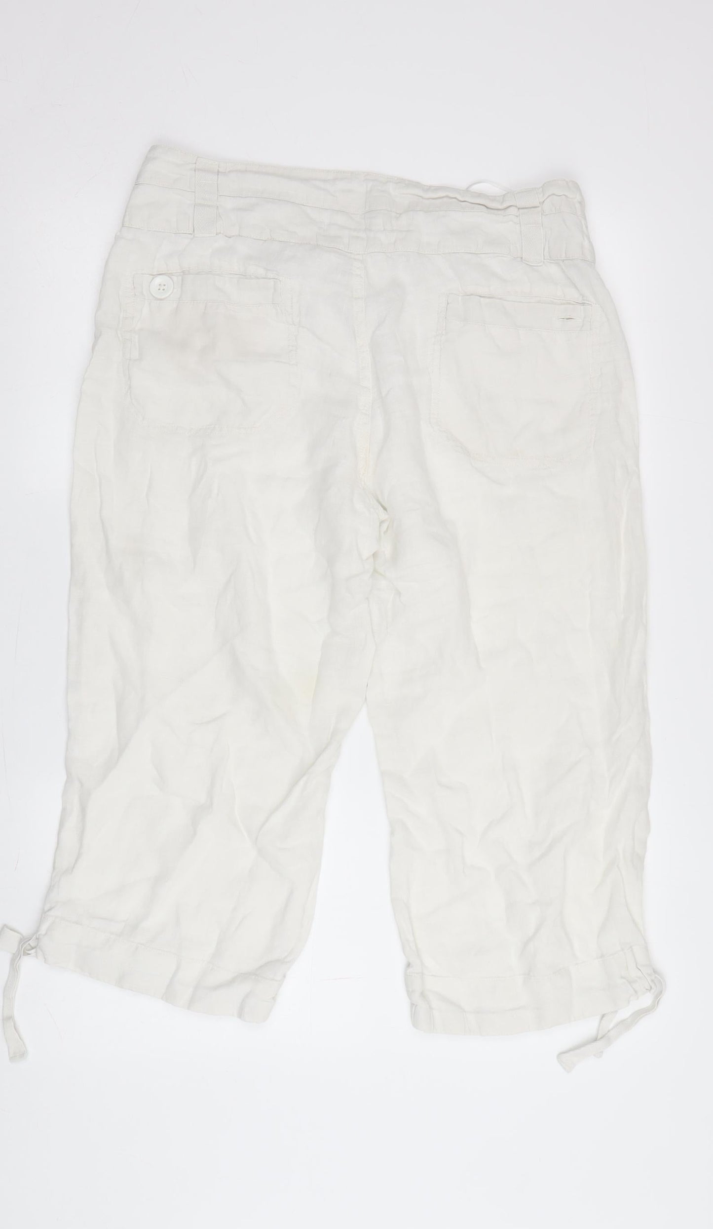 Laura Ashley Women’s Ivory Cropped Linen Trousers Size 14