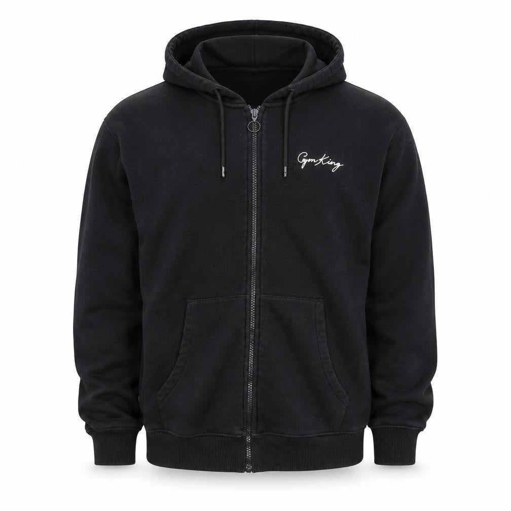 Gym King Men's Black Full Zip Hoodie L