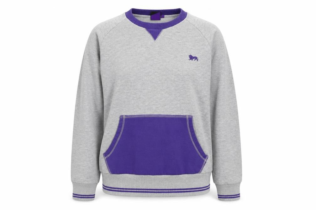 Lonsdale Women Grey Purple Sweatshirt Large