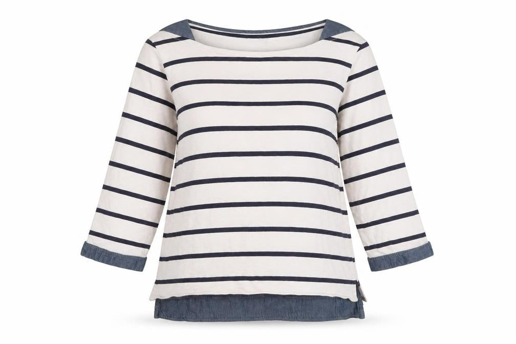 Next Women's White and Blue Striped T-Shirt