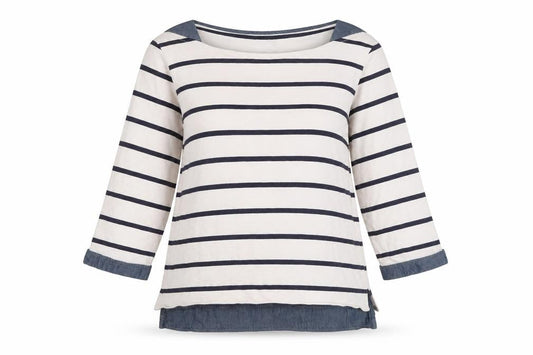 Next Women's White and Blue Striped T-Shirt