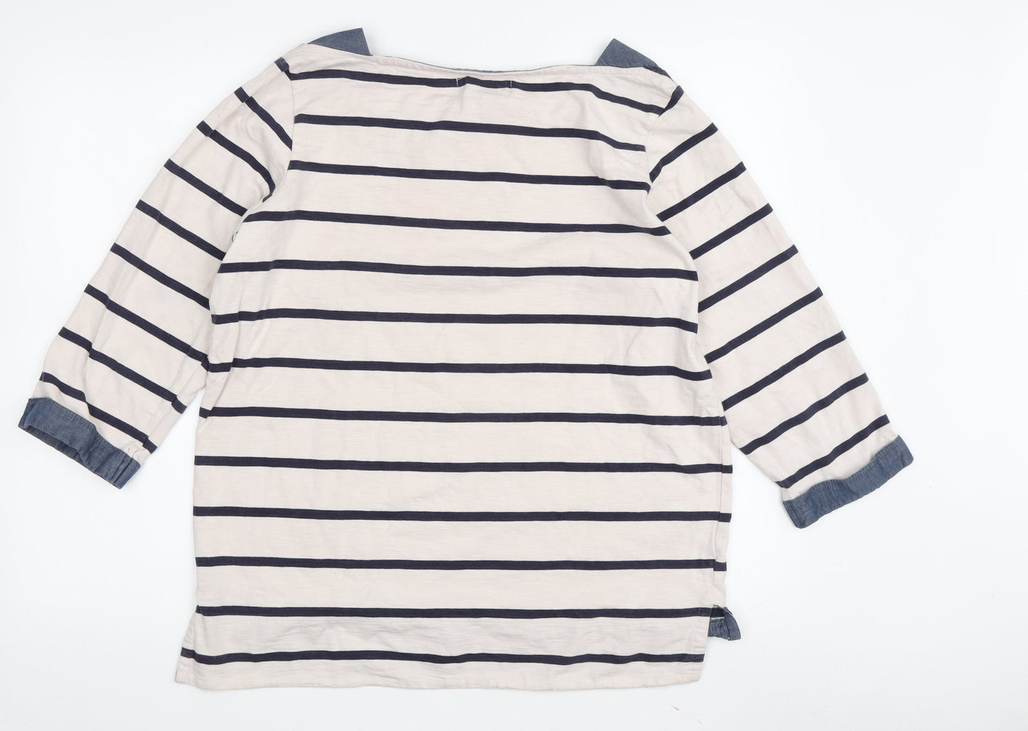 Next Women's White and Blue Striped T-Shirt