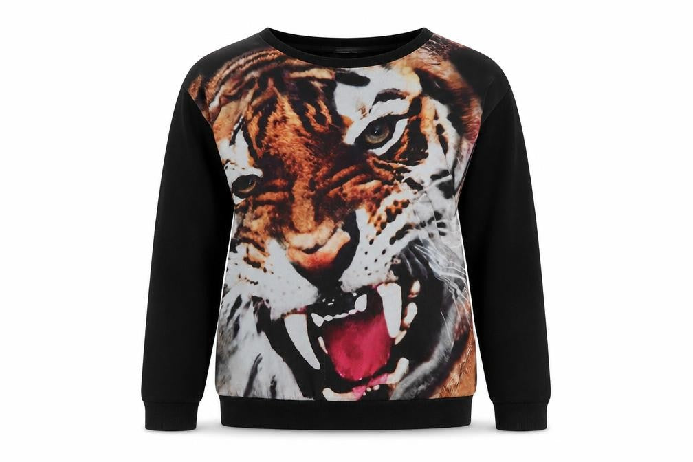 Brave Soul Unisex Black Animal Print Long Sleeve Jersey
