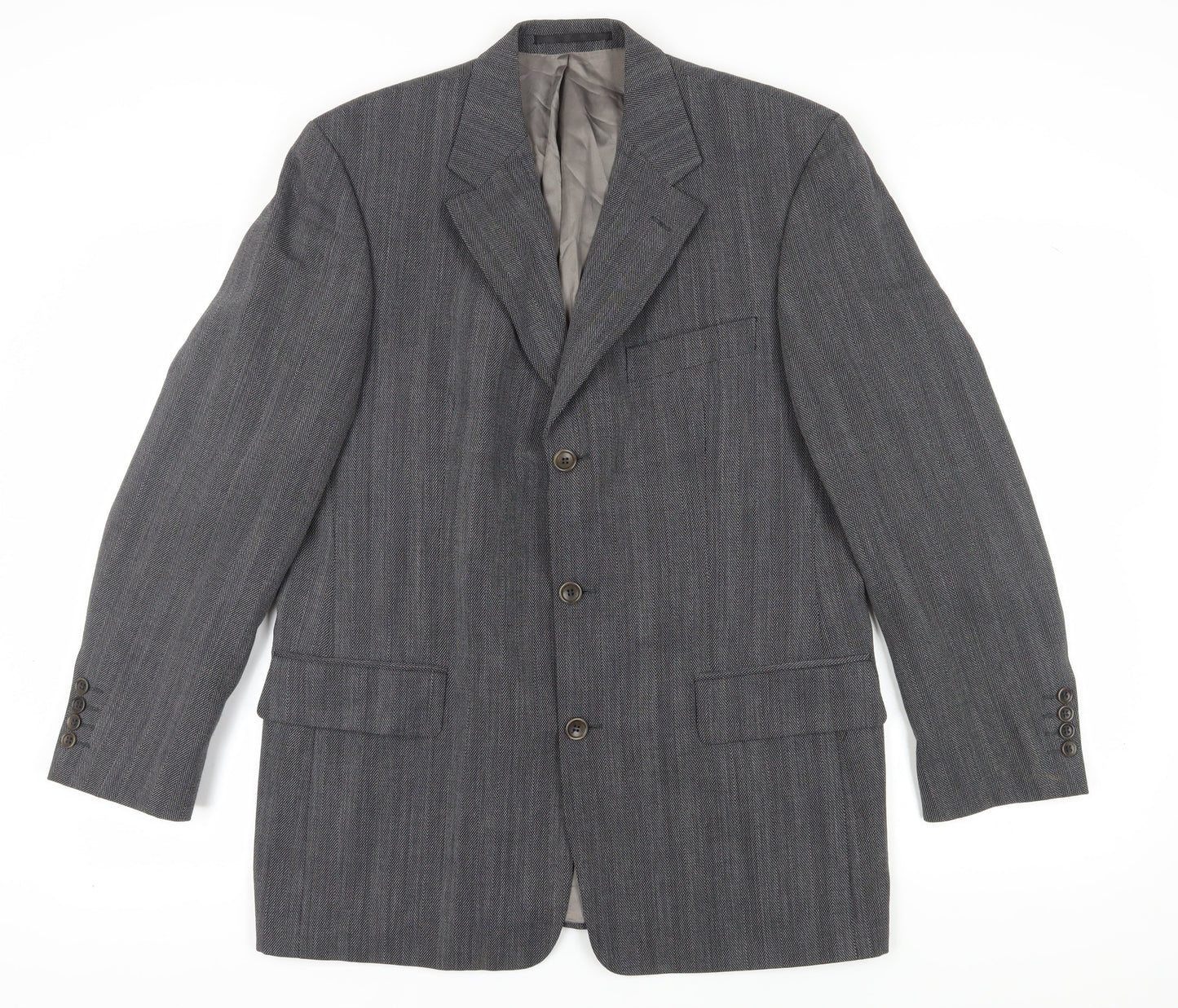 Van Gils Men's Grey Striped Blazer 40R Single-Breasted