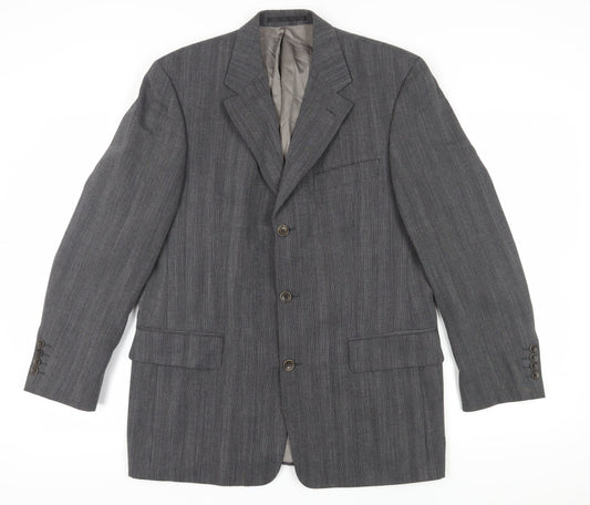 Van Gils Men's Grey Striped Blazer 40R Single-Breasted