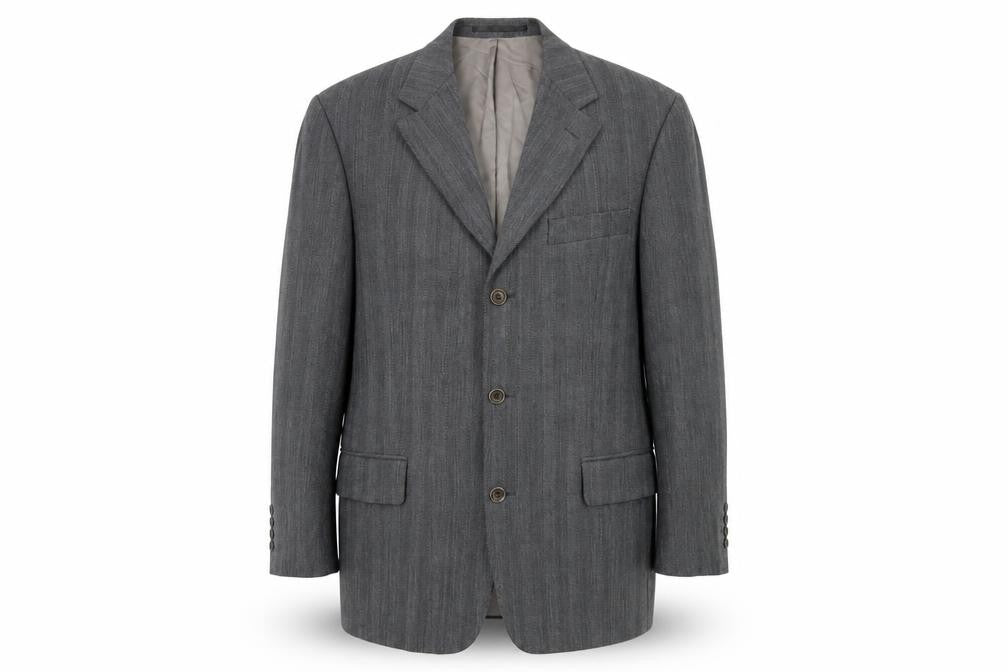 Van Gils Men's Grey Striped Blazer 40R Single-Breasted