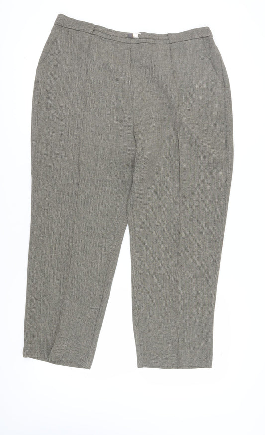 Honor Millburn Women's Grey Herringbone Trousers Size 22