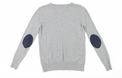 Back view of Henri Lloyd Men's Grey V-Neck Cotton jumper M