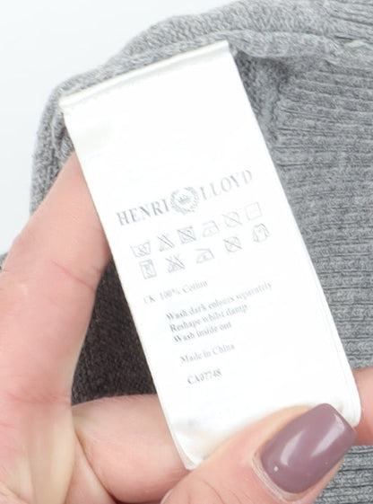 Brand and care label for Henri Lloyd Men's Grey V-Neck Cotton jumper M