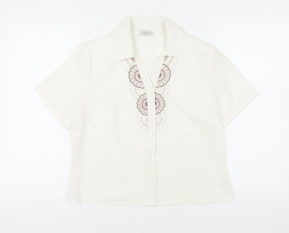 Eastex Women's White Embroidered Button-Up Shirt