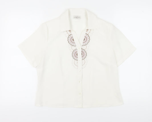Eastex Women's White Embroidered Button-Up Shirt