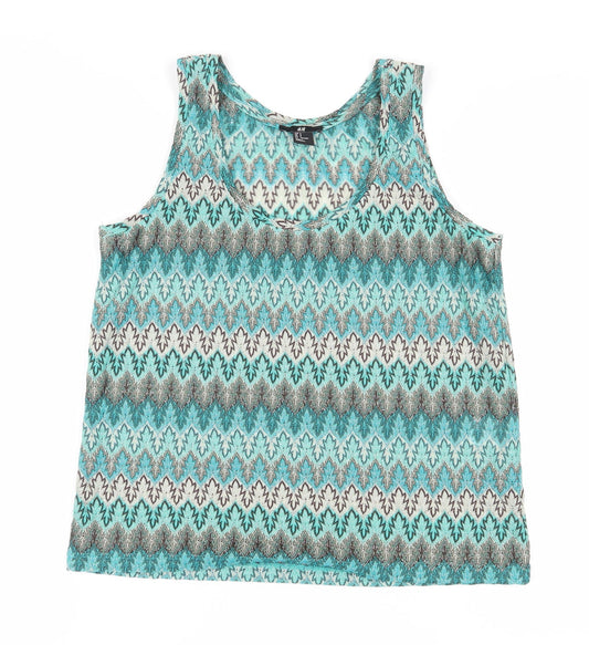 H&M Women’s Multicoloured Tank Top, Size S, Geometric Pattern