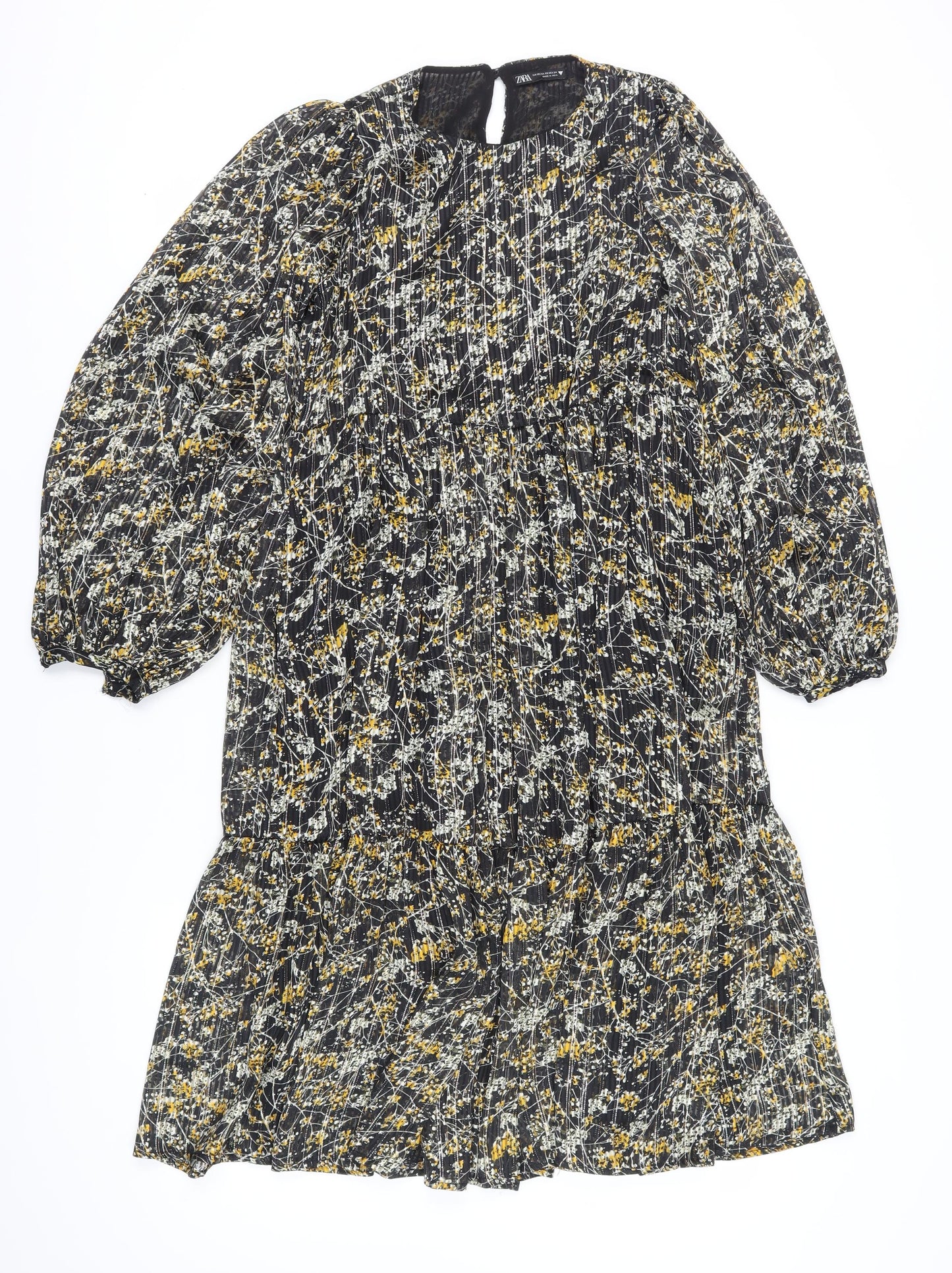 Zara Women's Multicoloured Floral A-Line Dress XS