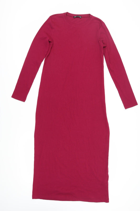 Zara Women's Red Long Bodycon Dress Size S